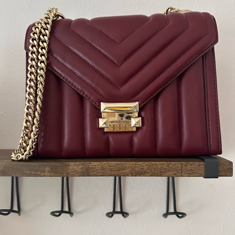 Michael Kors Burgundy Quilted Crossbody Bag